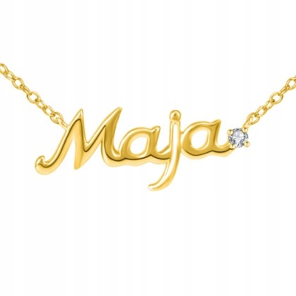 Stříbrný náhrdelník řetízek pro ženy se jménem stříbro pozlacený 925. května