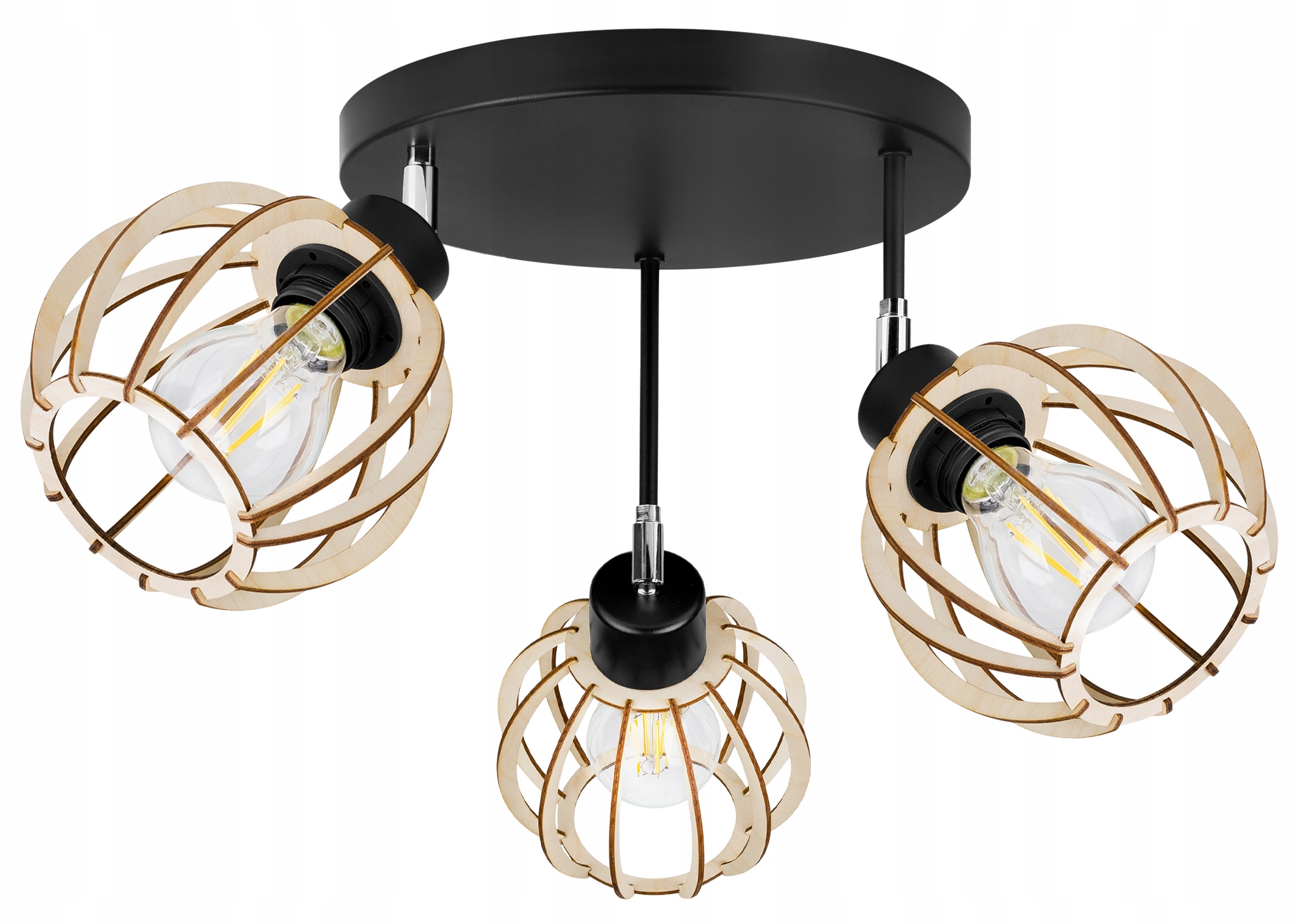 Závěsné Stropní Svítidlo S Trojitým Dřevěným Lustrem, Moderní Boho Led
