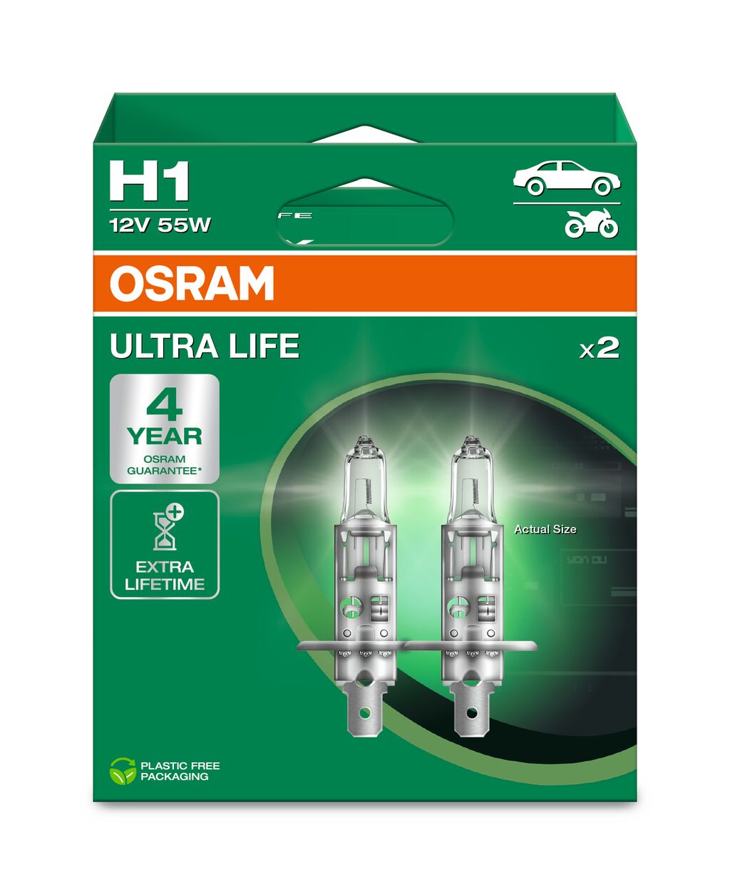 Osram Żarówki samochodowe H1 12V 55W P14.5s Ultra Life 4 Lata
