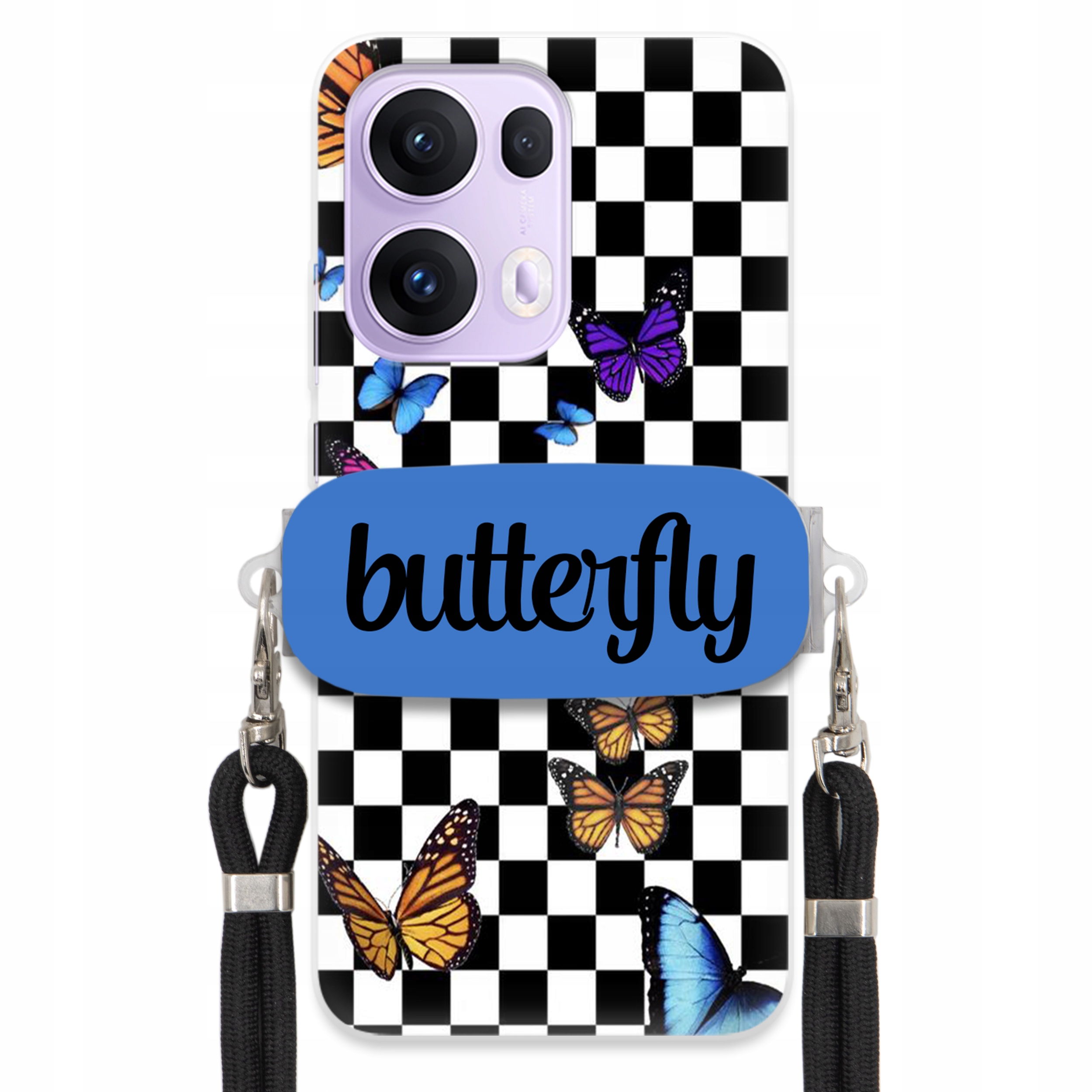 Puzdro Pre Oppo Reno 13 Pro 5G Puzdro Obdĺžnikový Držiak Vodítko Butterfly Motýle