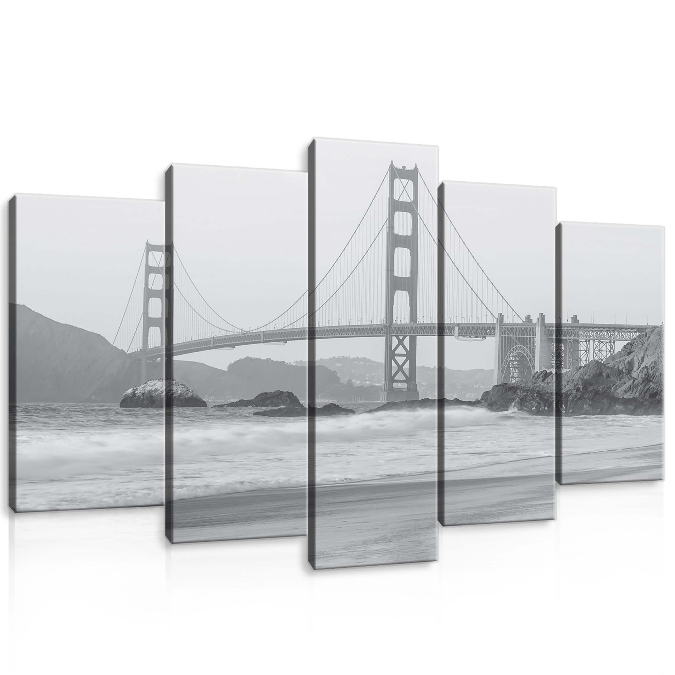 Obraz 100x60 Most Golden Gate San Francisco krajina oceán vlny skály