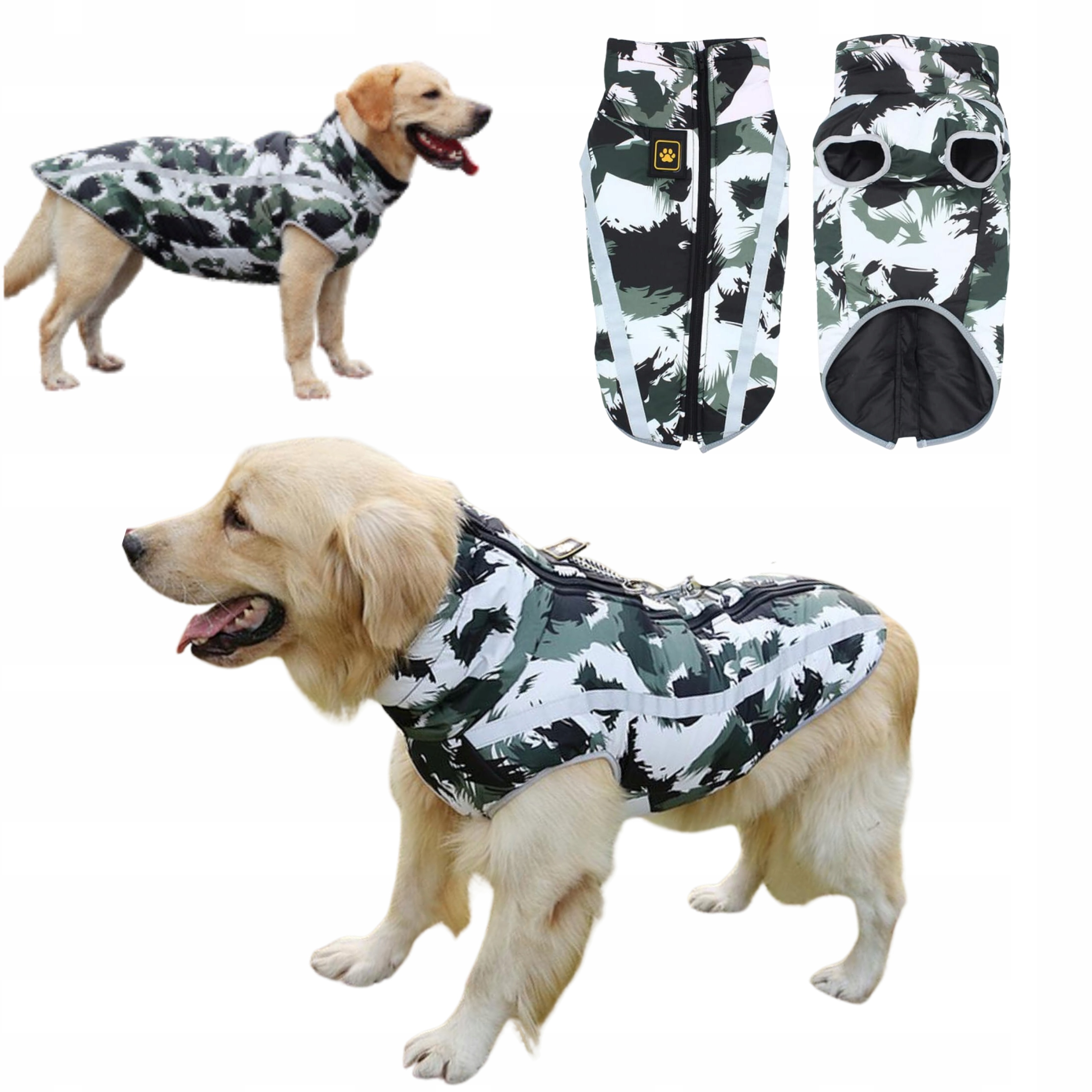 Levně Oblečení pro psa voděodolná bunda kubrak pro psa teplá zimní vojenská