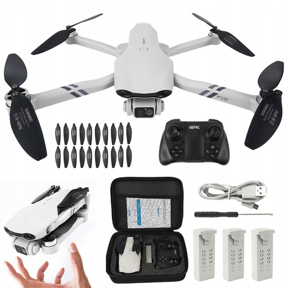 Dron F10 Dvě Kamery Wifi Hd Hračka Vznášení 200 m Bezkartáčový S 3XAKU