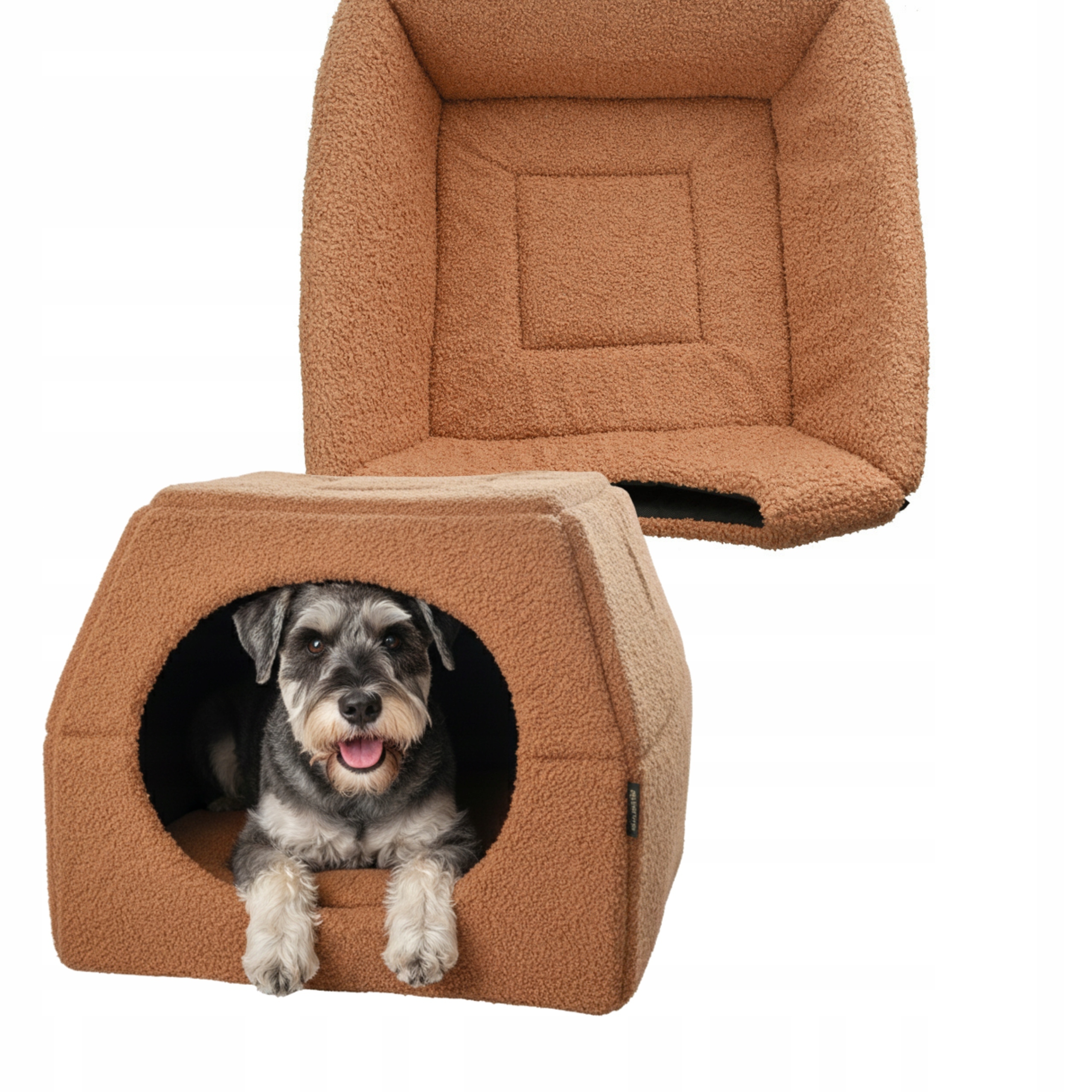 Levně Pelíšek pro psa kočku Budka 2v1 Domeček 55x55 cm L Potah Protiskluzové