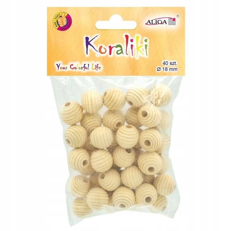 koraliki drewniane naturalne z tłoczeniami 18mm 40szt. |  PJ-0812 — 3
