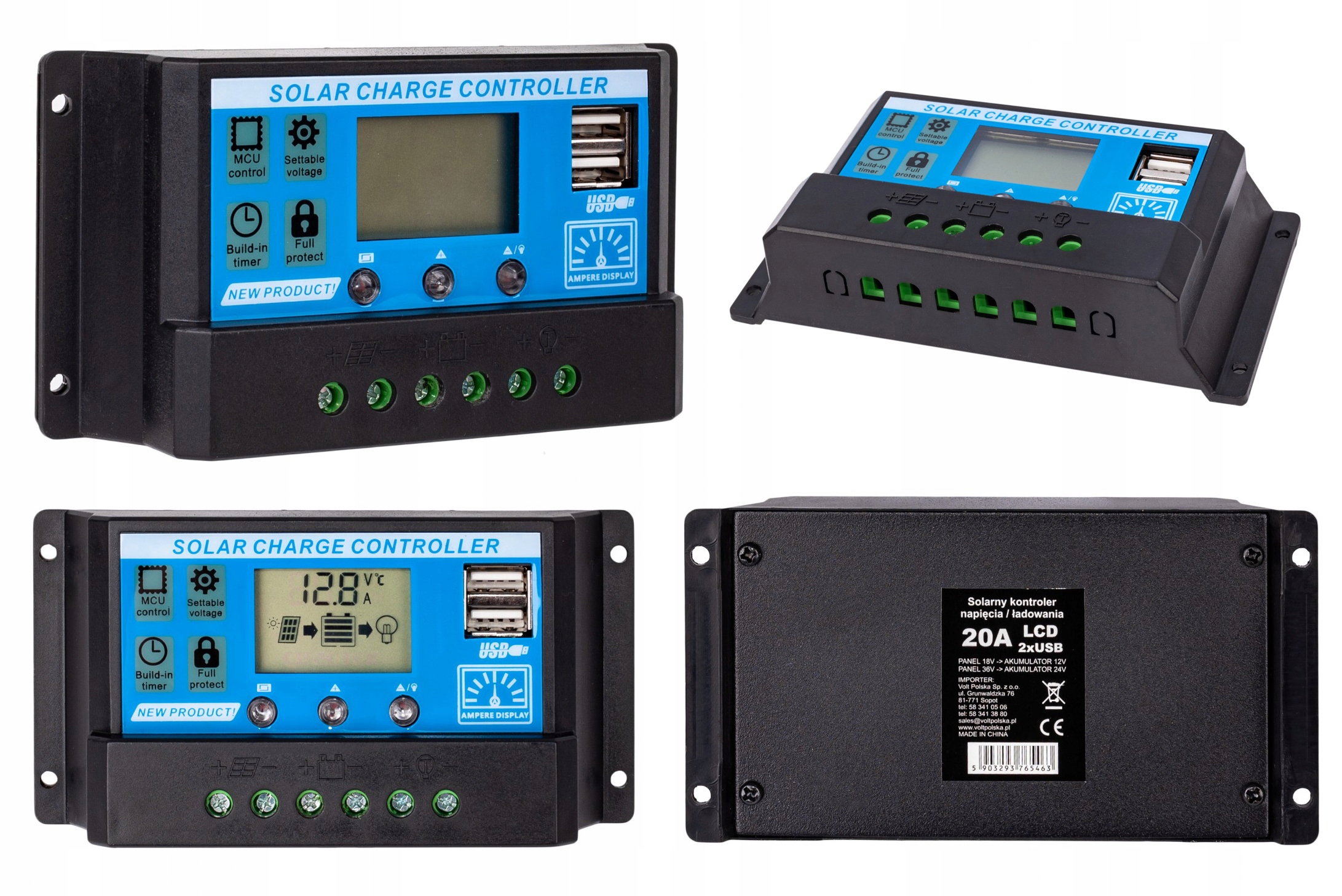 VOLT REGULATOR SOLARNY SOL PWM 20A + 2xUSB (3IPSSOLU20) • Cena, Opinie