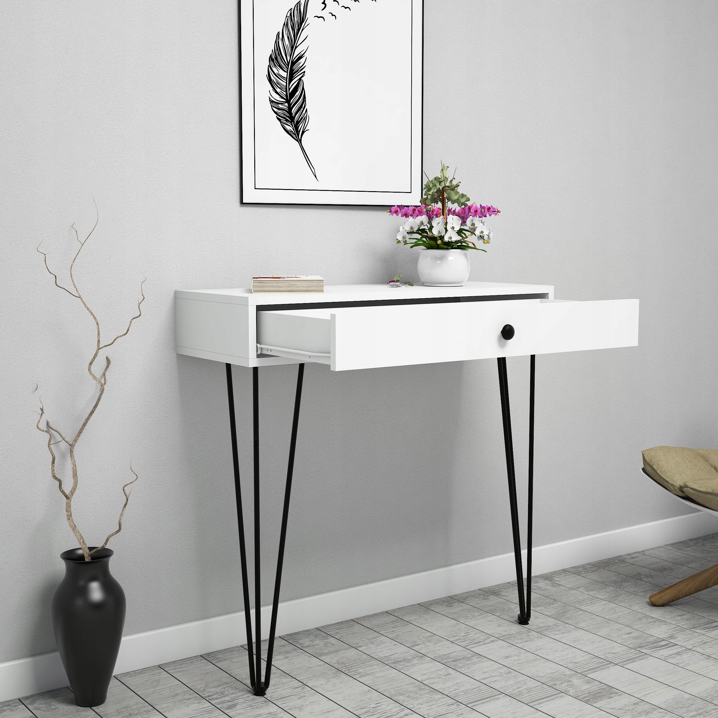 KONSOLA KOMODA KREDENS INDUSTRIAL LOFT BIAŁA Głębokość mebla 35 cm