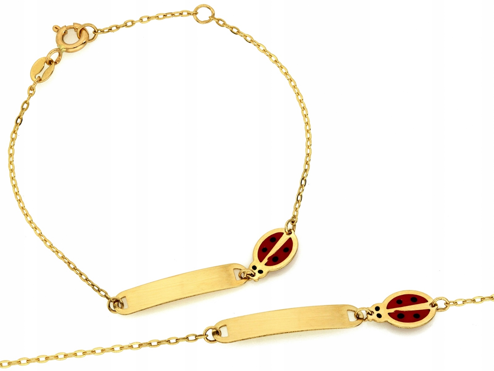 Zlatý náramek 585 pro Dítě se smaltovanou beruškou r14 Červený 0.93g