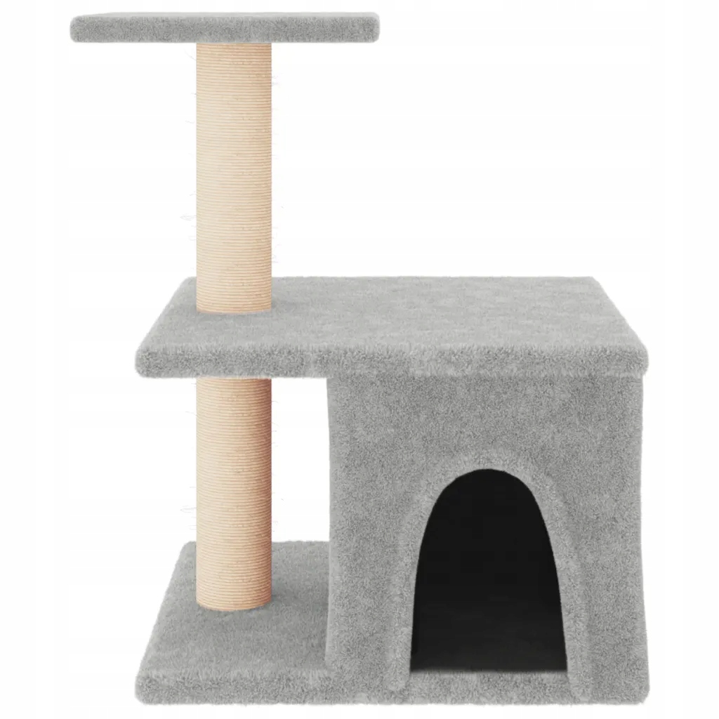 Levně Škrabadlo pro kočky se sisalovými sloupky, světle šedé, 48 cm