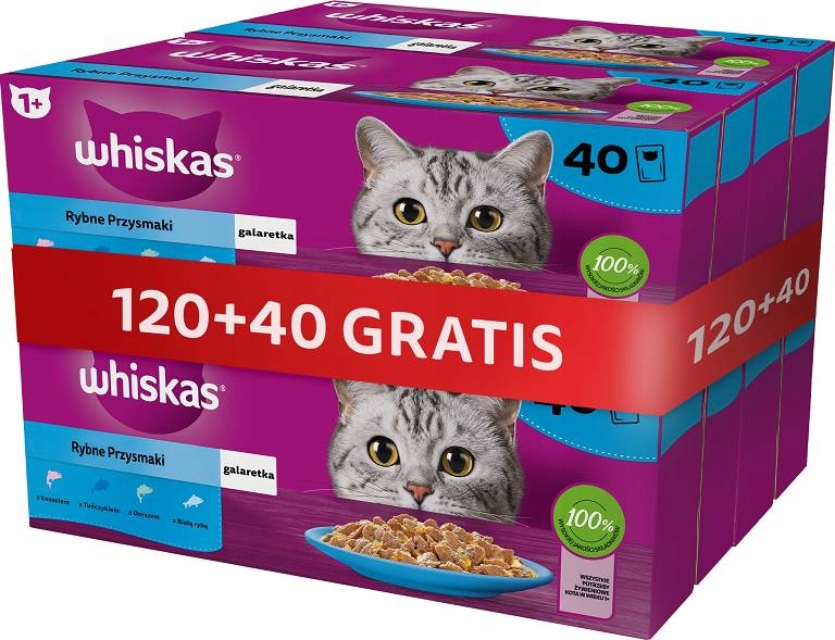 Whiskas Mix smaków Rybne przysmaki w galaretce 120x85g 40x85g