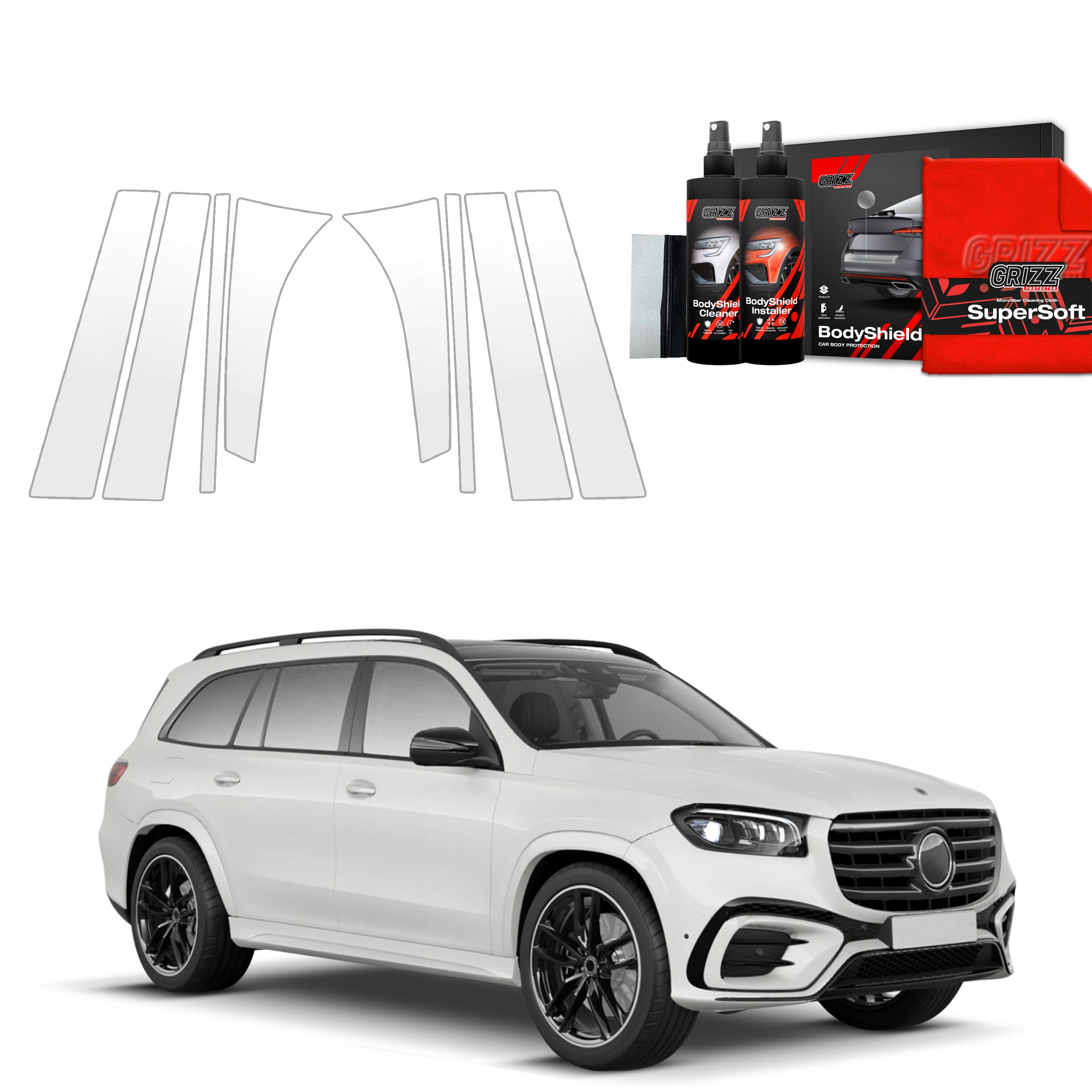 8v1 Fólie Ppf dýha na sloupky pro Mercedes Gls 450d (2023-2025)