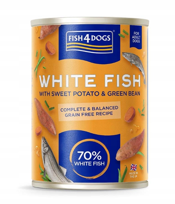 Levně Vlhké Krmivo Pro Psy Bílá Ryba FISH4DOGS 6x395g 70% Rybí Bez Obilí A Lepku