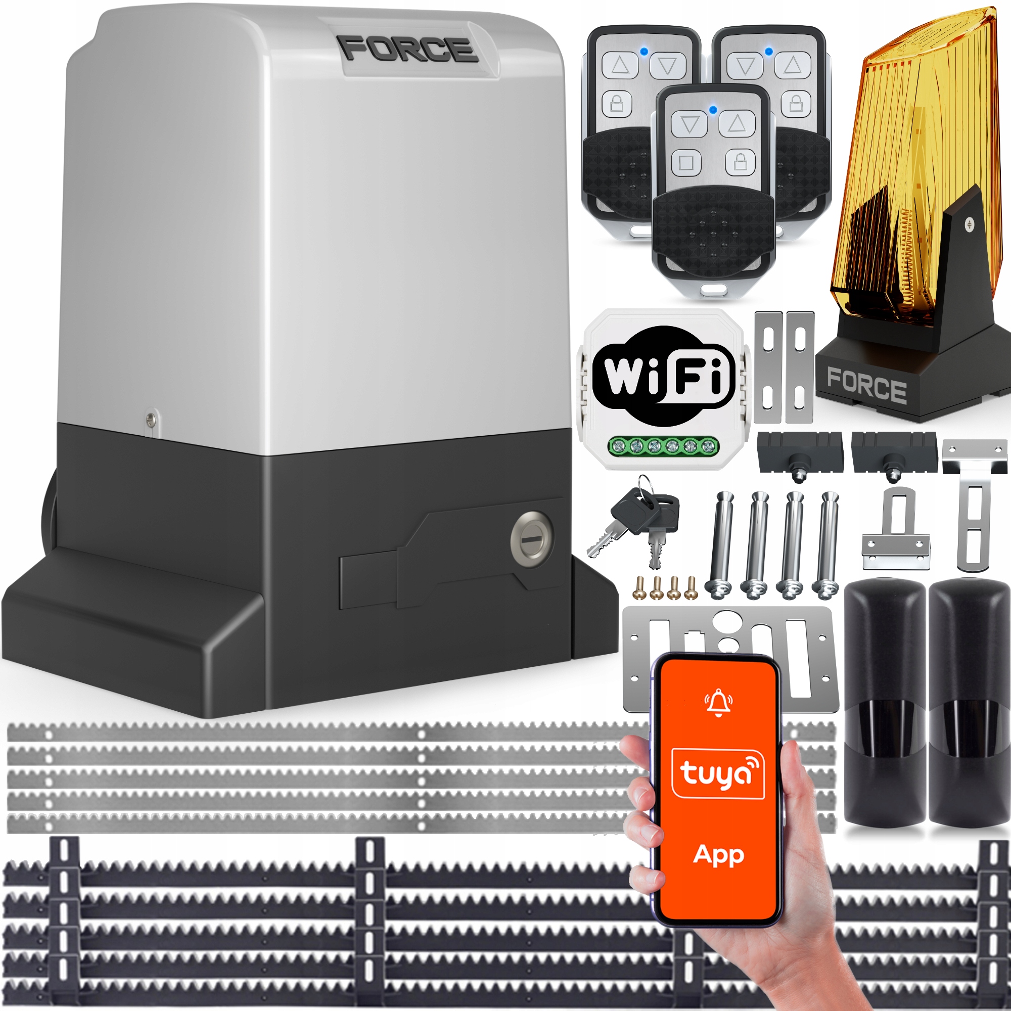Set Force 800 3x Ovladač WiFi 5x Lišta Foto Pohon Pro Posuvnou Bránu 800KG