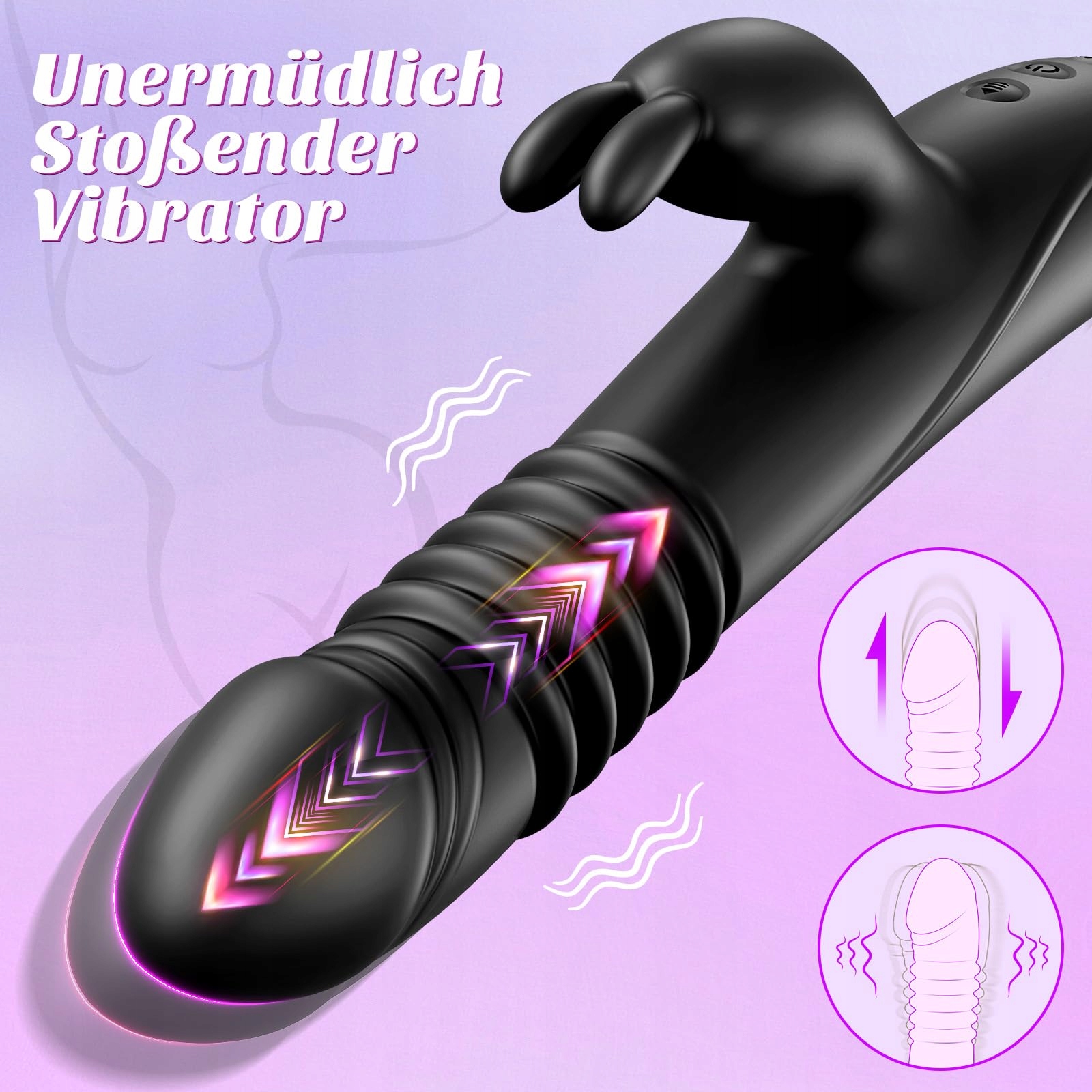 RABBIT VIBRATOR Dla Kobiet i Par Wibrator z Funkcją Pchnięcia G Punkt — miniatura 3