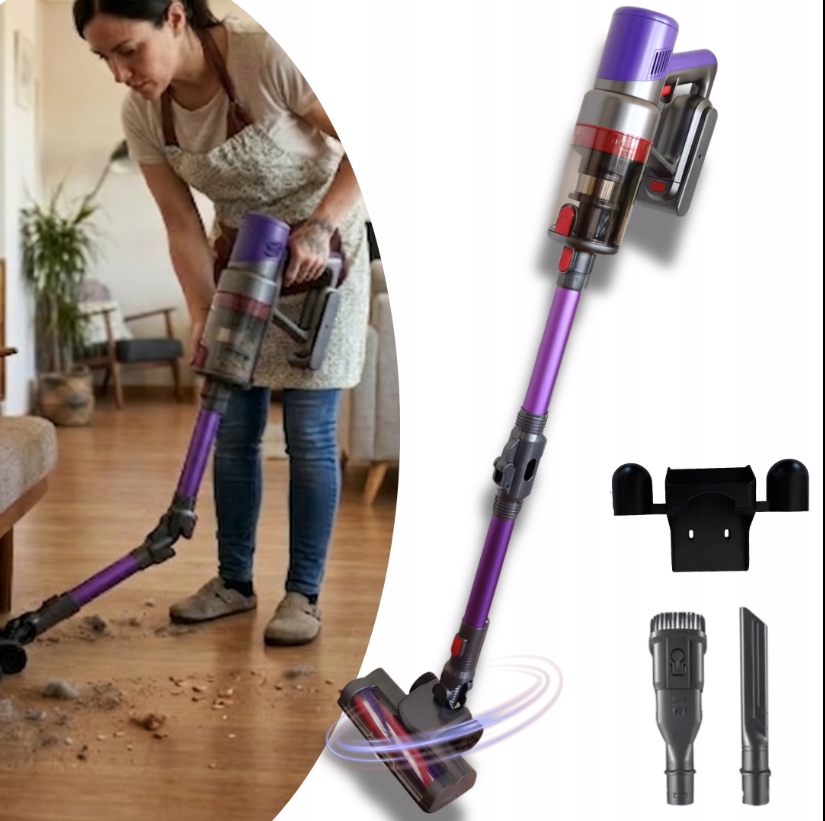 Bezdrôtový vysávač s sklopnou trubicou Adm 250 W s objemom 0,8 l Hepa