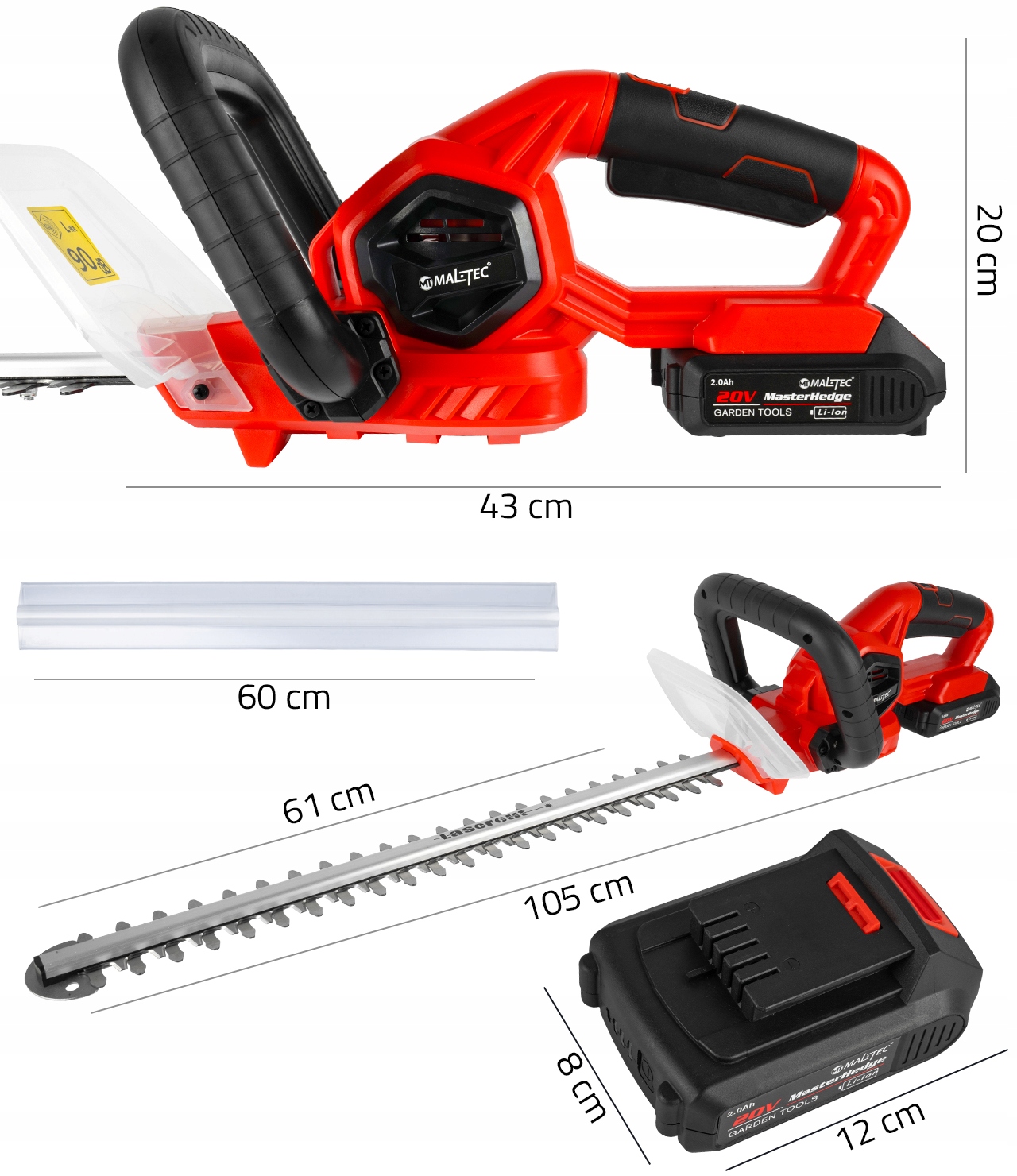 NOŻYCE DO ŻYWOPŁOTU PRZYCINANIA GAŁĘZI LASER AKUMULATOROWE 58CM 20V 2Ah Kod producenta Nożyce do Żywopłotu 111400