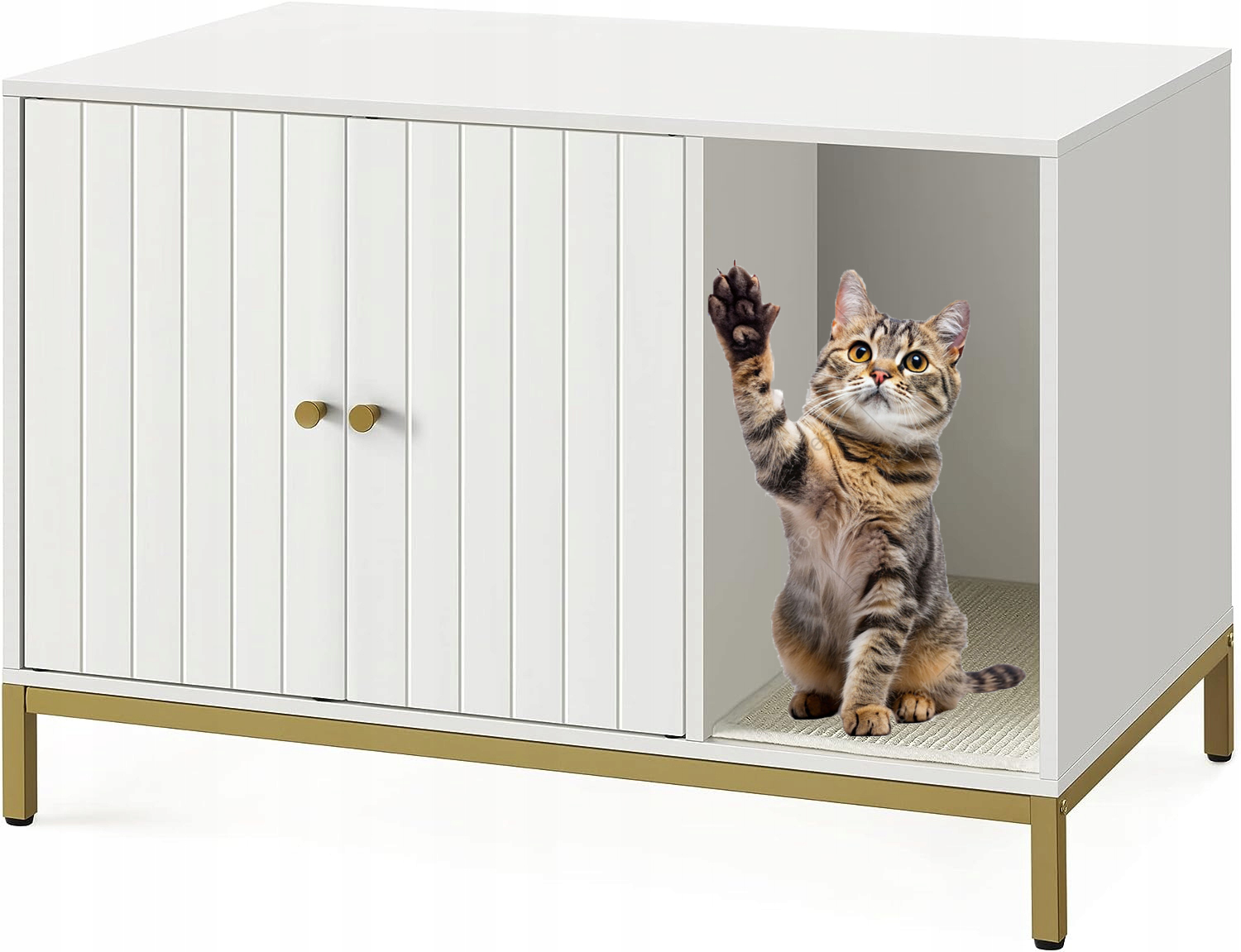 Levně Domeček pro kočky Feandrea bílý obdélníkový 80 cm x 50 cm x 55 cm