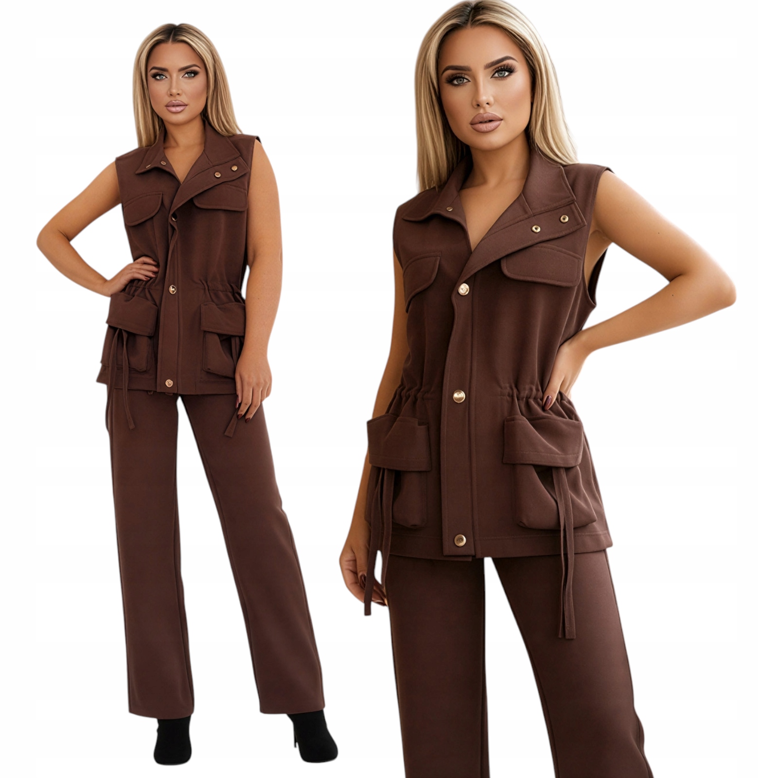 Dámský komplet Vesta Kalhoty Elegantní Premium Polská výroba Bronz S