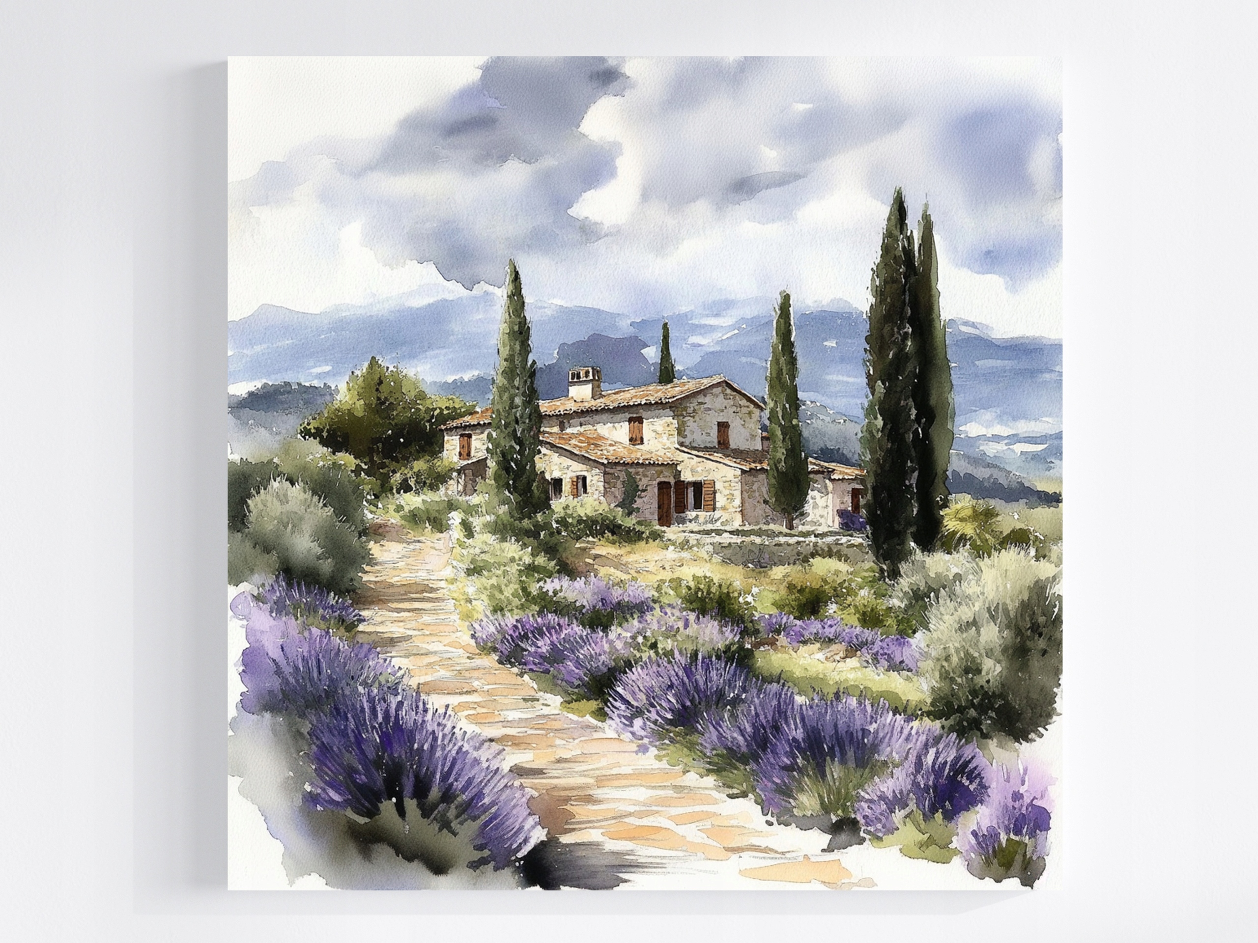 Obraz Na Plátně Canvas Itálie Toskánsko Levandule Cypřiš Kamenný Dům 80x80