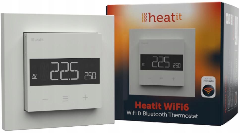 Termostat Heatit WiFi6 White Ral 9003 Wi-Fi Thermostat 3600W 16A