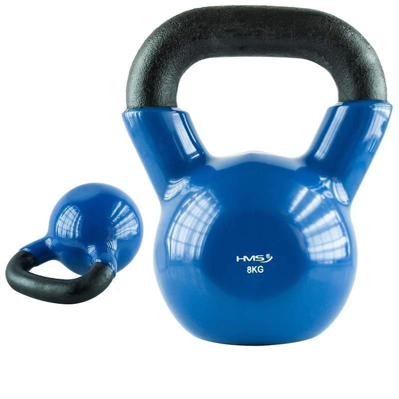 Kettlebell 8kg hantelka do ćwiczeń żeliwna z uchwytem powlekana winylem Hms