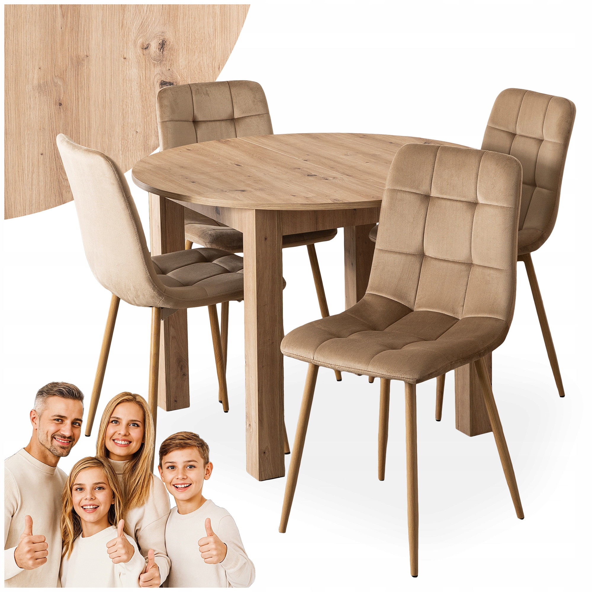 Stůl s židlemi Rozkládací Kulatý set do obývacího pokoje Kuchyňská jídelna