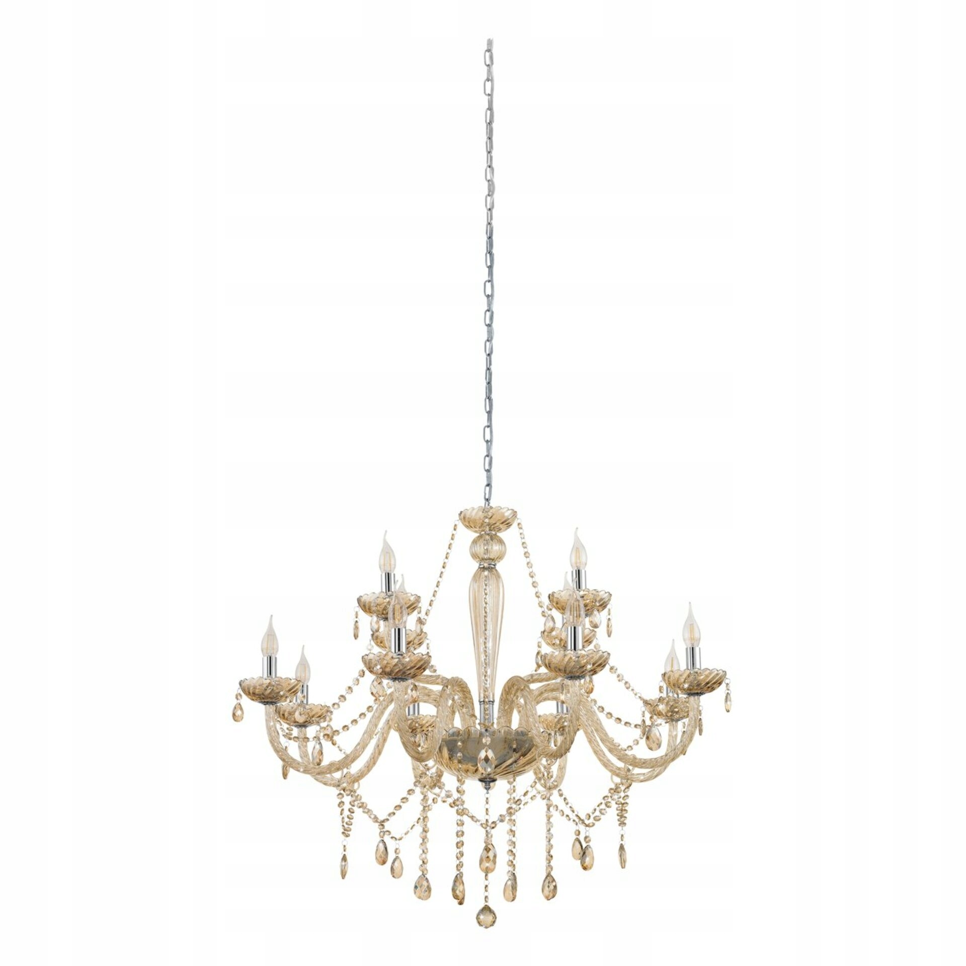 Závesné svietidlo Eglo Basilano 12xE14 chróm béžová 1000mm