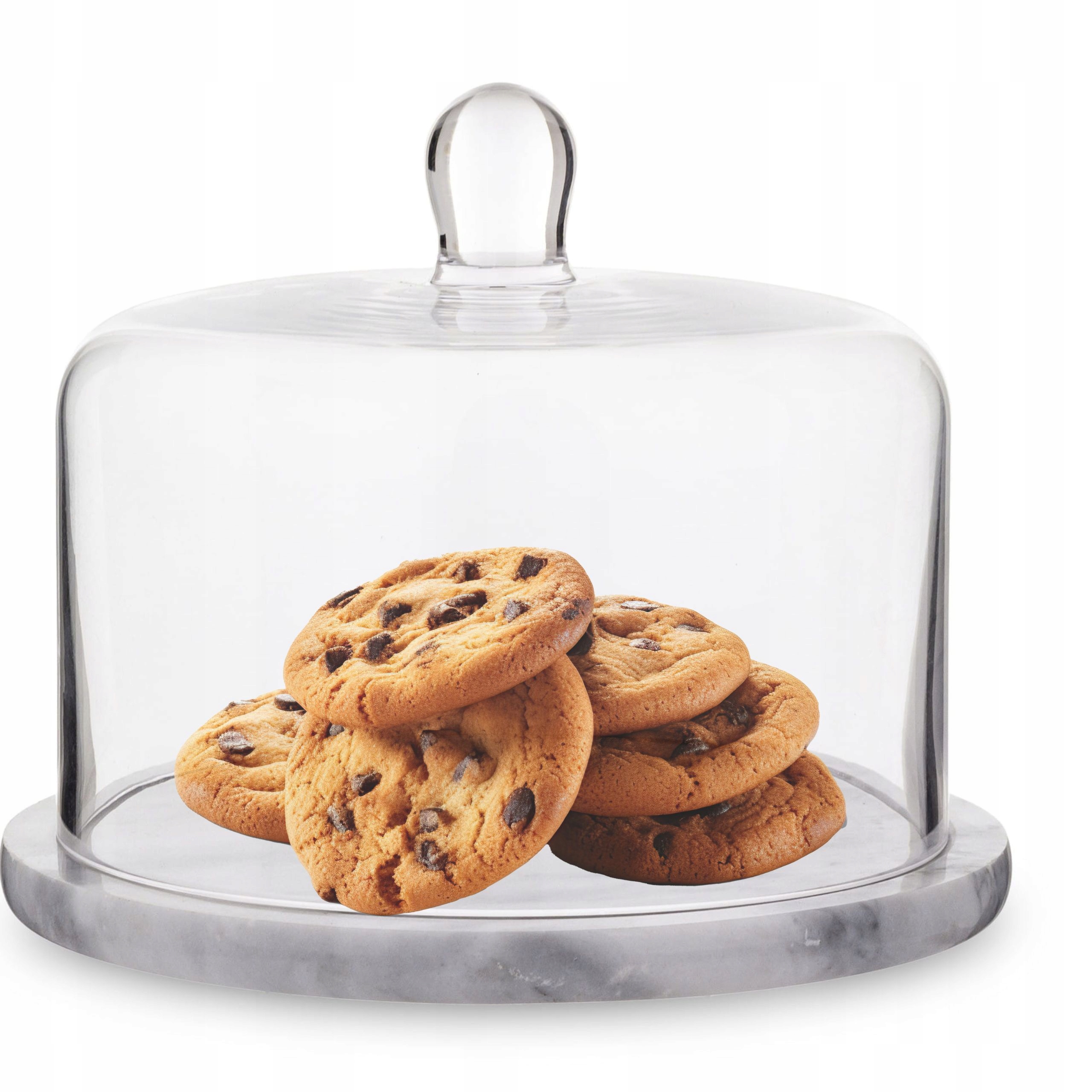 Podnos skleněná dekorativní kulatá mramorová základna 17x22x22 156349