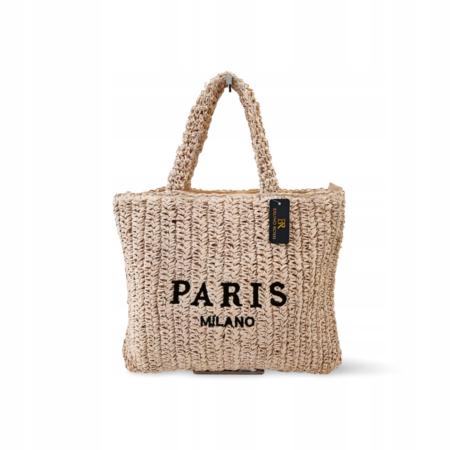 Bruno Rossi nákupní taška s výšivkou, béžová