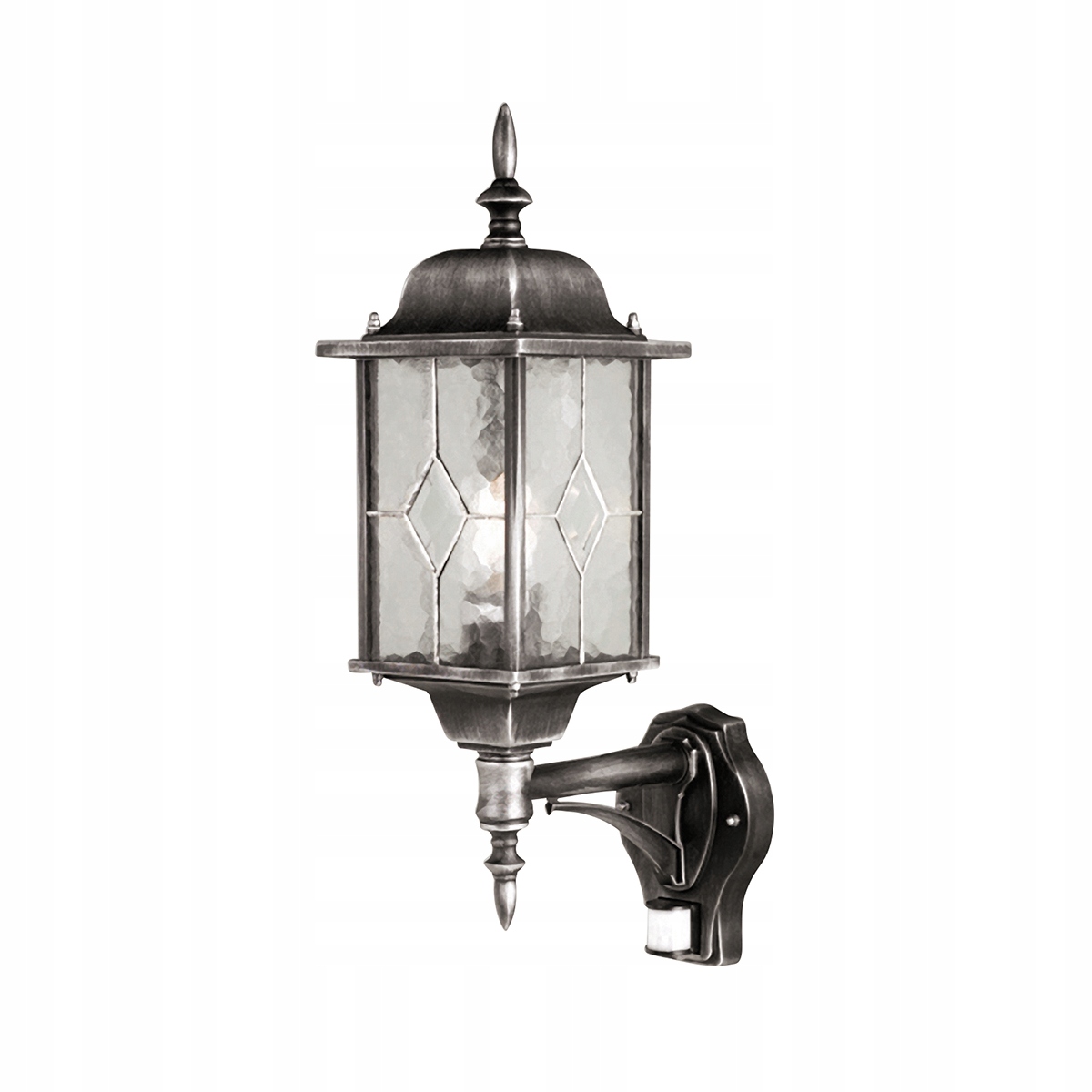 Vonkajšia záhradná nástenná lampa so senzorom, strieborná, čierna Elstead