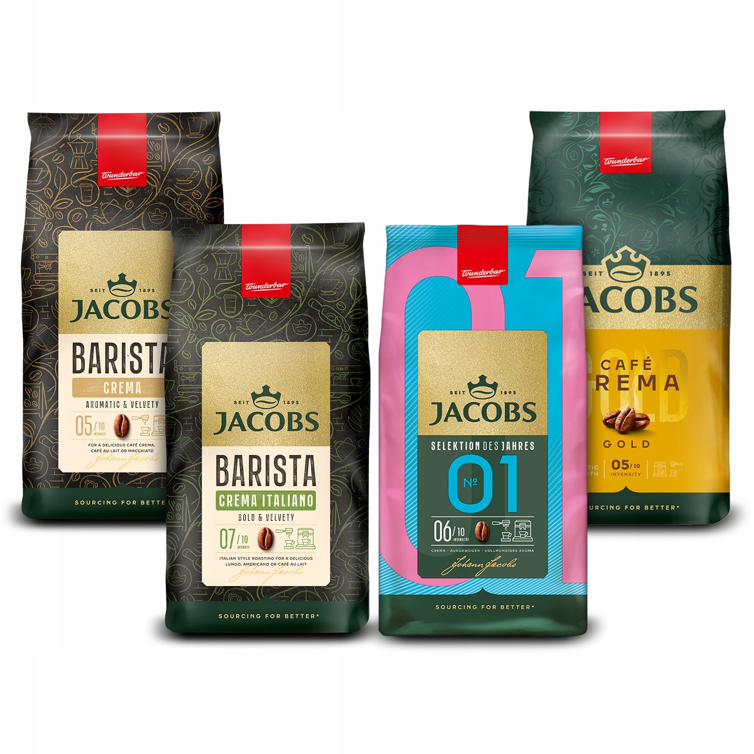 Kawa ziarnista Jacobs Crema, Barista Crema, Selection of the Year 4x 1kg