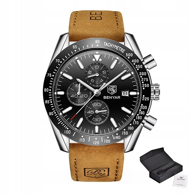 

Zegarek Męski Klasyczny Chronograf Datownik Box