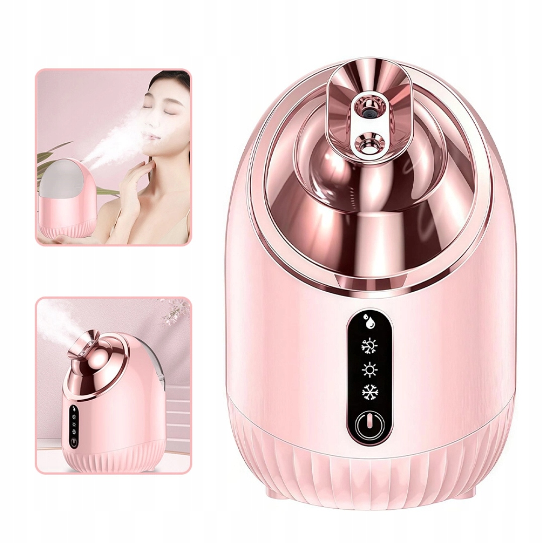 Zvlhčovač Obličeje Sauna Parní Vodní Mlha Sprej Nano 3V1 Růžový