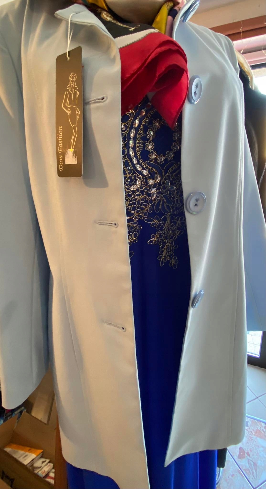 Tenký kabát Dam Fashion Barva Modrá vel 42