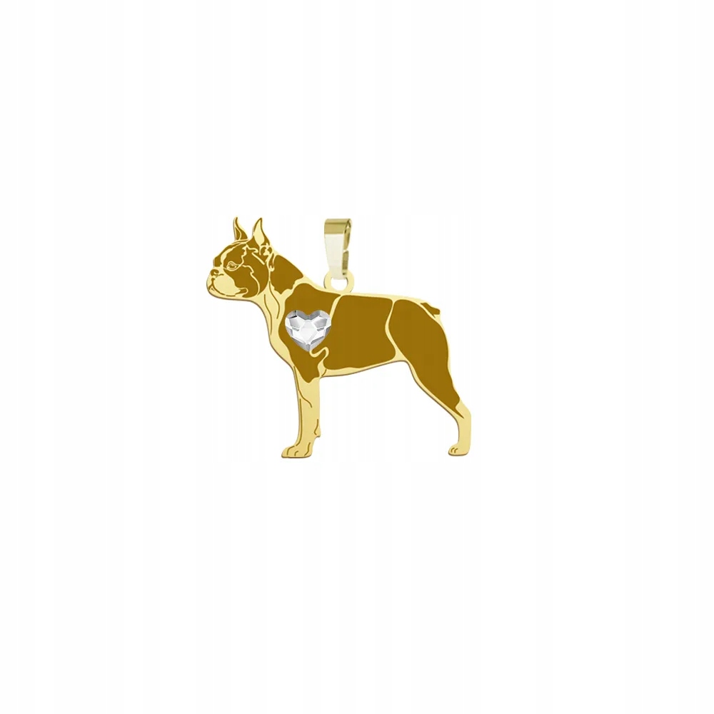 Zlatý přívěsek Boston Terrier 925 Šperky Žena Dárek Gravírování Bonus
