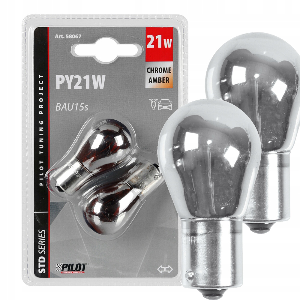 Żarówka Chrom PY21W BAU15s asymetryczna 2 sztuki pomarańczowa