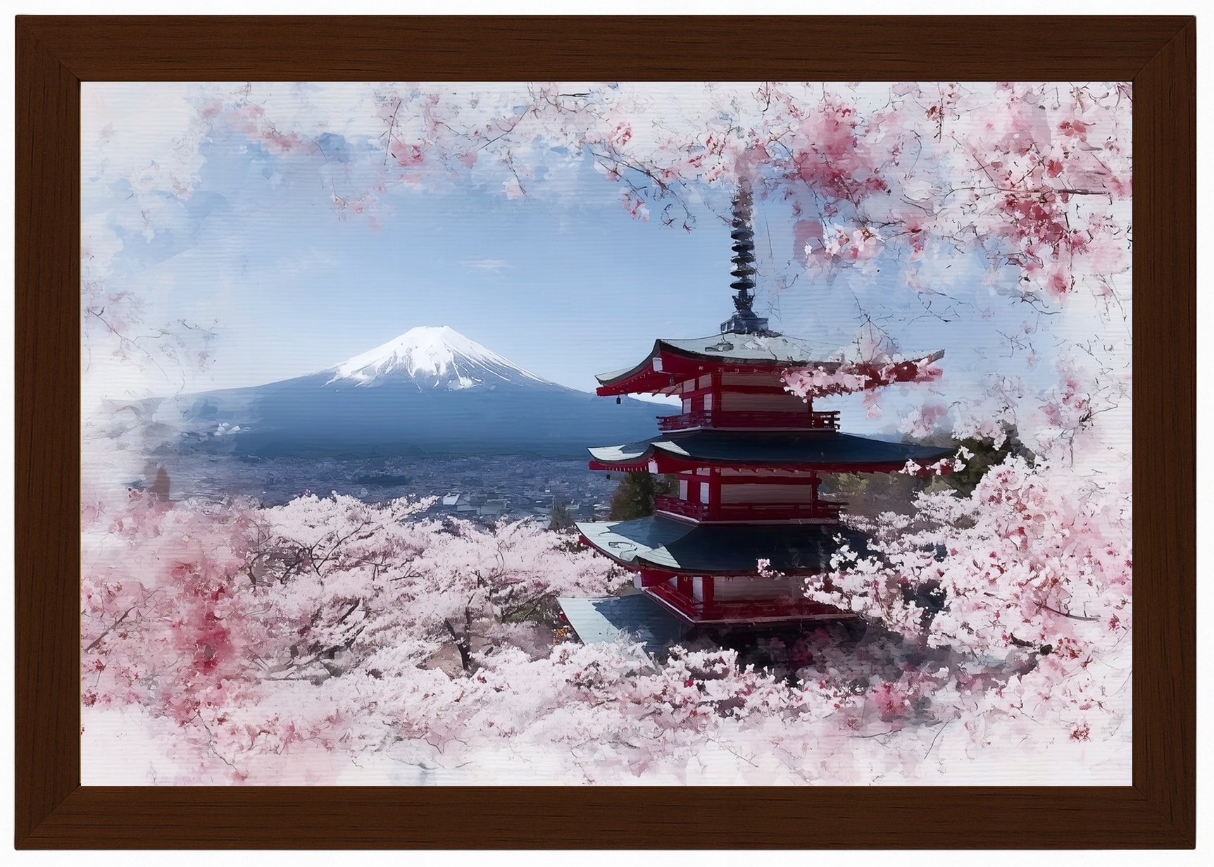 Plakát Rámeček Na Plakát, Japonsko, Pagoda Fuji, Višeň Třešeňe Sakura, 60x40