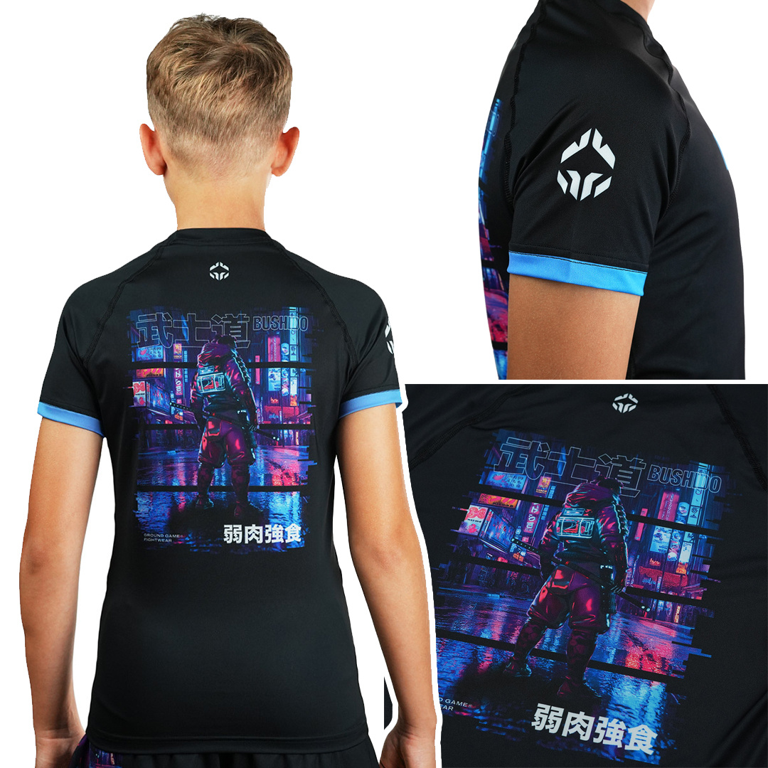 Rashguard Dziecięcy Ground Game Cyber Samurai Czarny r. 128 cm