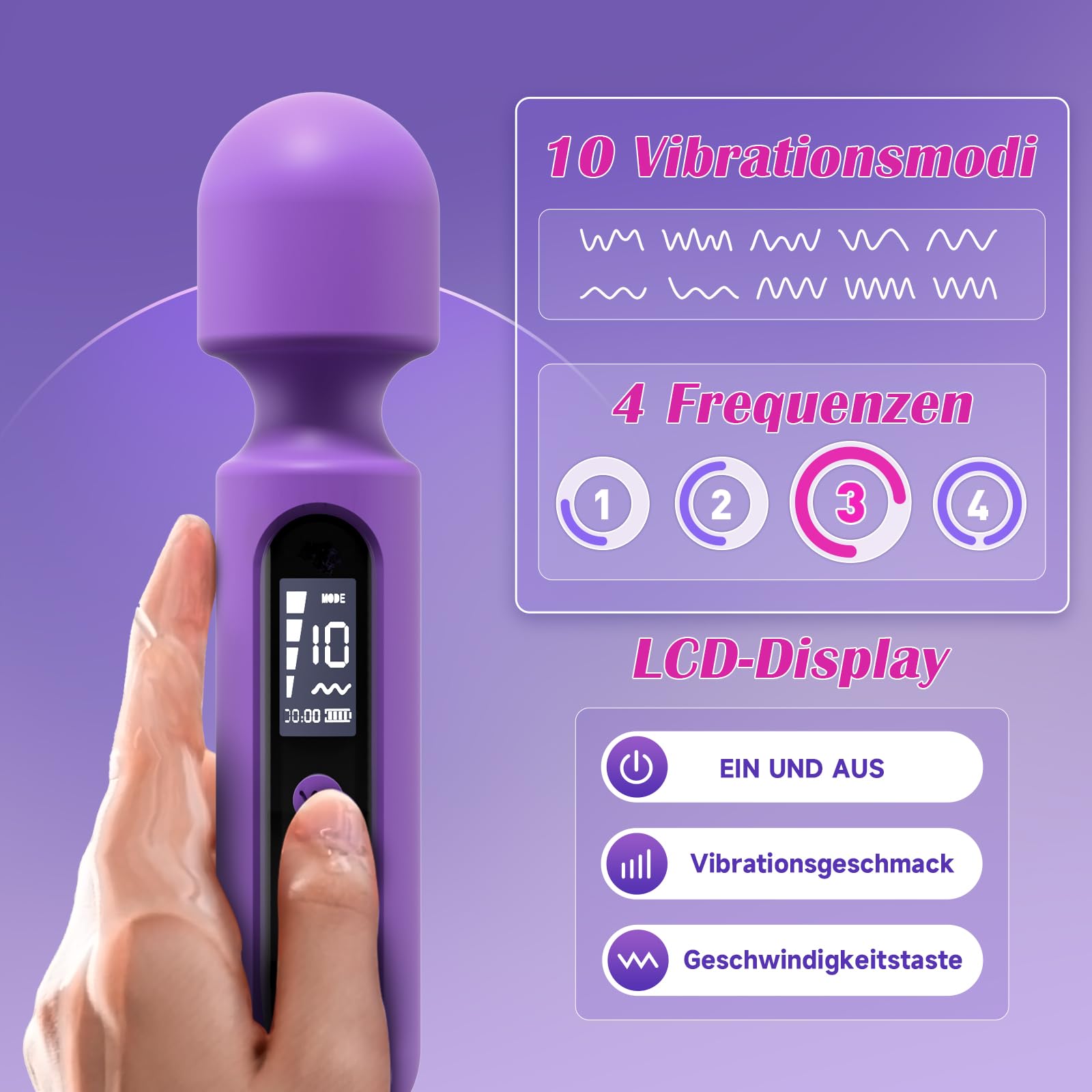 VIBRATORENSET Zestaw Wibratorów Dla Kobiet LCD 10x4 Tryby — miniatura 4