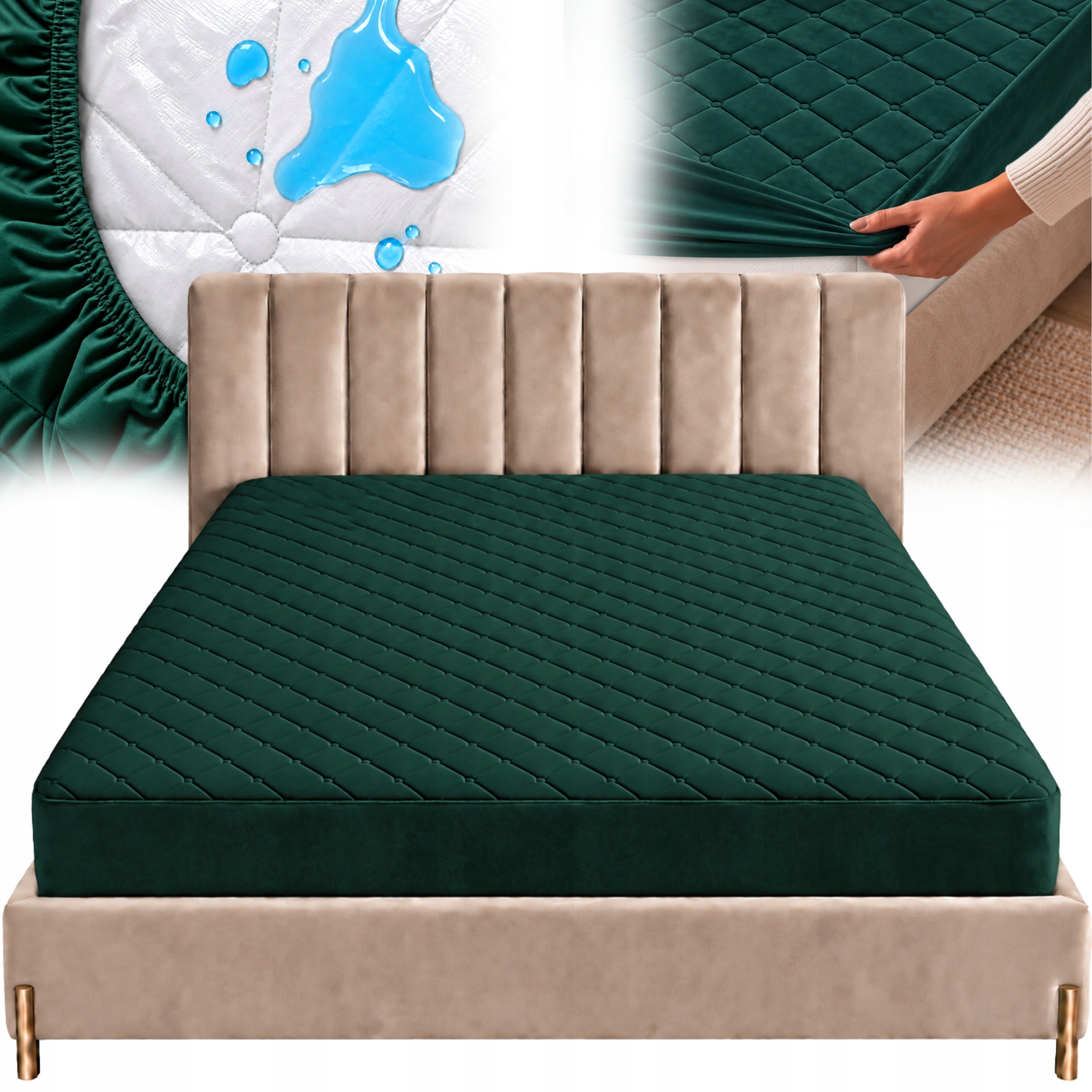Povlak Na Matrace Ochranná Podložka Topper Velur Voděodolný 180x200