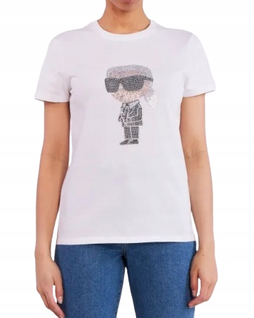Karl Lagerfeld Bílé Tričko Z Bavlny S Flitrovým Potiskem S I3A