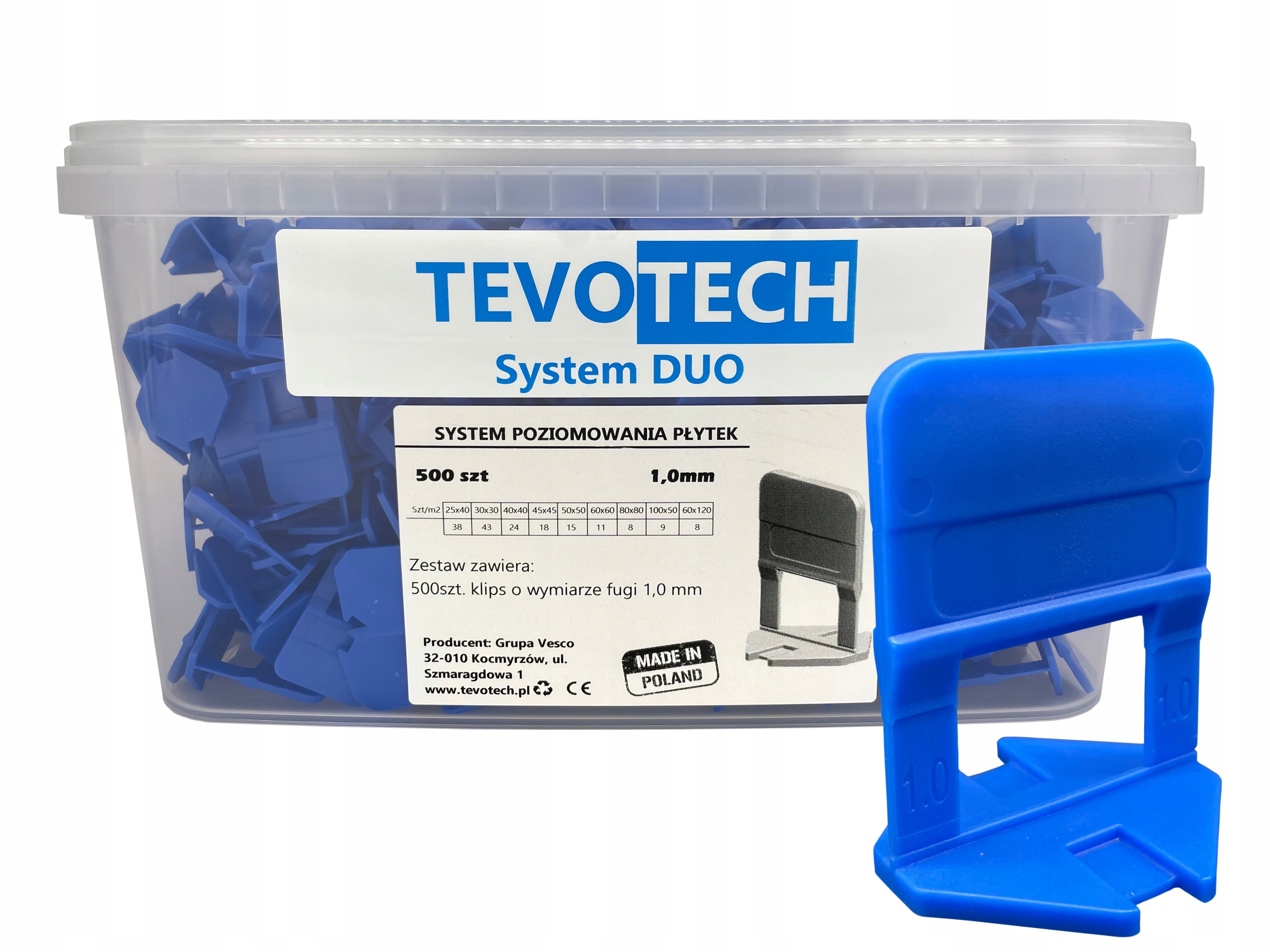 

System Poziomowania Płytek Tevotech Duo 1,0mm 500