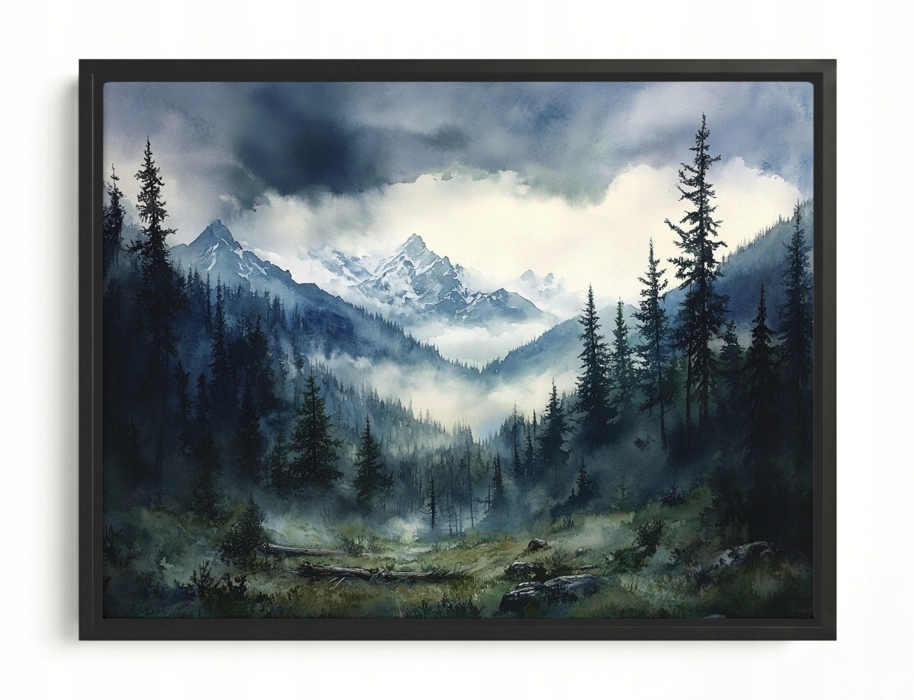 Obraz Rám American Box Krajina Hory Vrcholy Les Obloha Oblaky Búrka 80x60