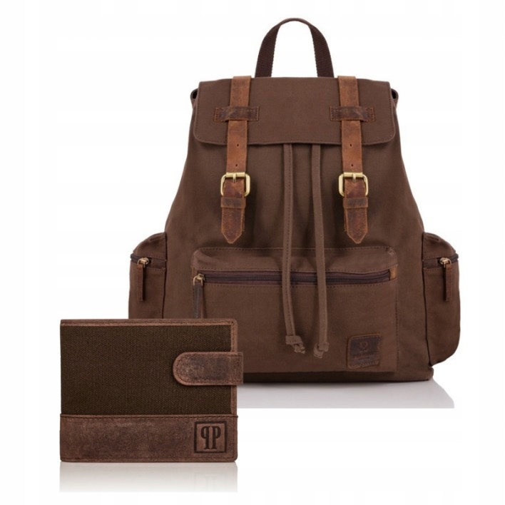 Dárková Sada pro muže Batoh a kožená peněženka Hnědá