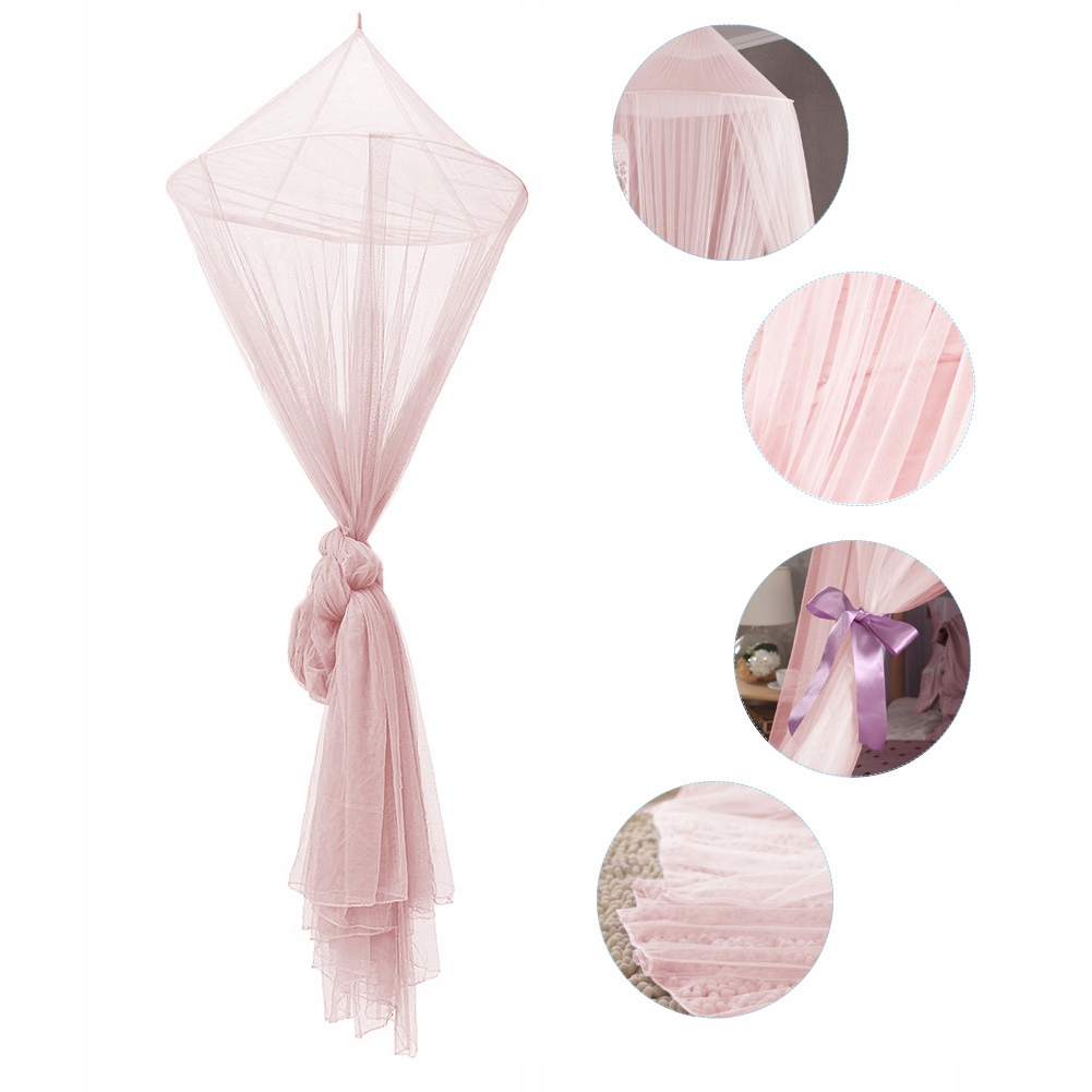 MOSKITIERA Z TIULU RÓŻOWA OSŁONI CAŁE ŁÓŻECZKO Kolor dominujący odcienie różu