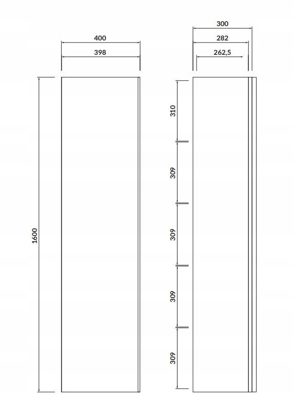 Słupek 40 dąb szary Virgo uchwyt czarny Cersanit Głębokość mebla 30 cm