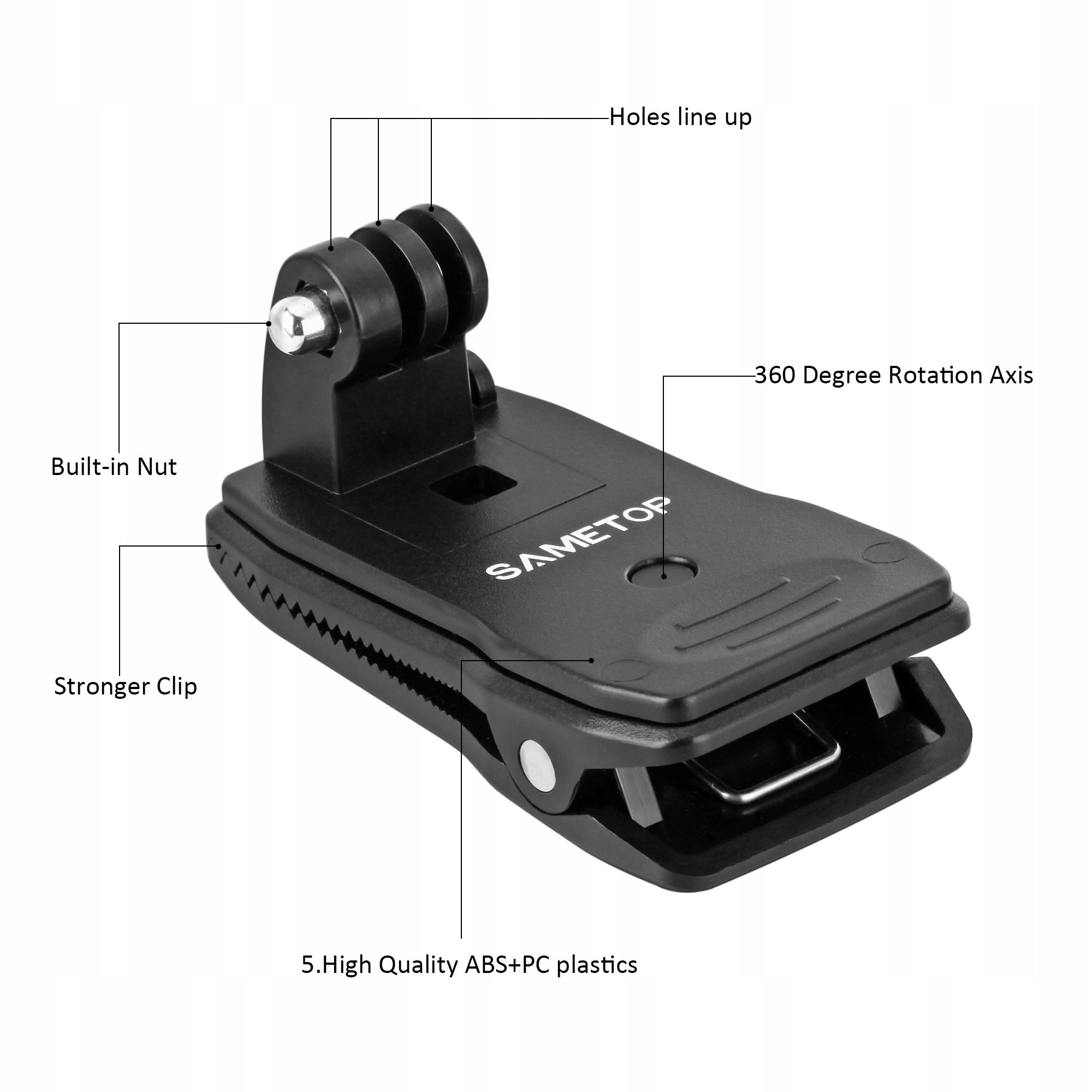 SAMETOP Uchwyt Plecakowy Do Kamer GoPro Hero 13-1 Fusion Max — miniatura 3
