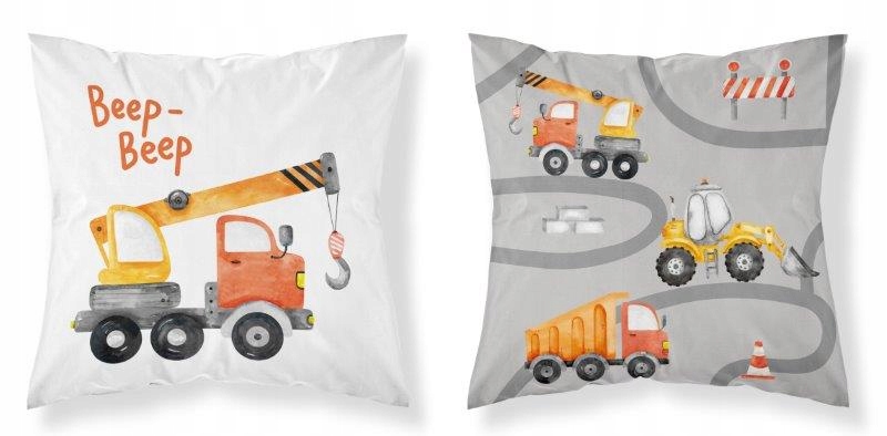 POSZEWKA DWUSTRONNA BAWEŁNIANA 40x40 WYWROTKA KOPARKA DŹWIG BUDOWA