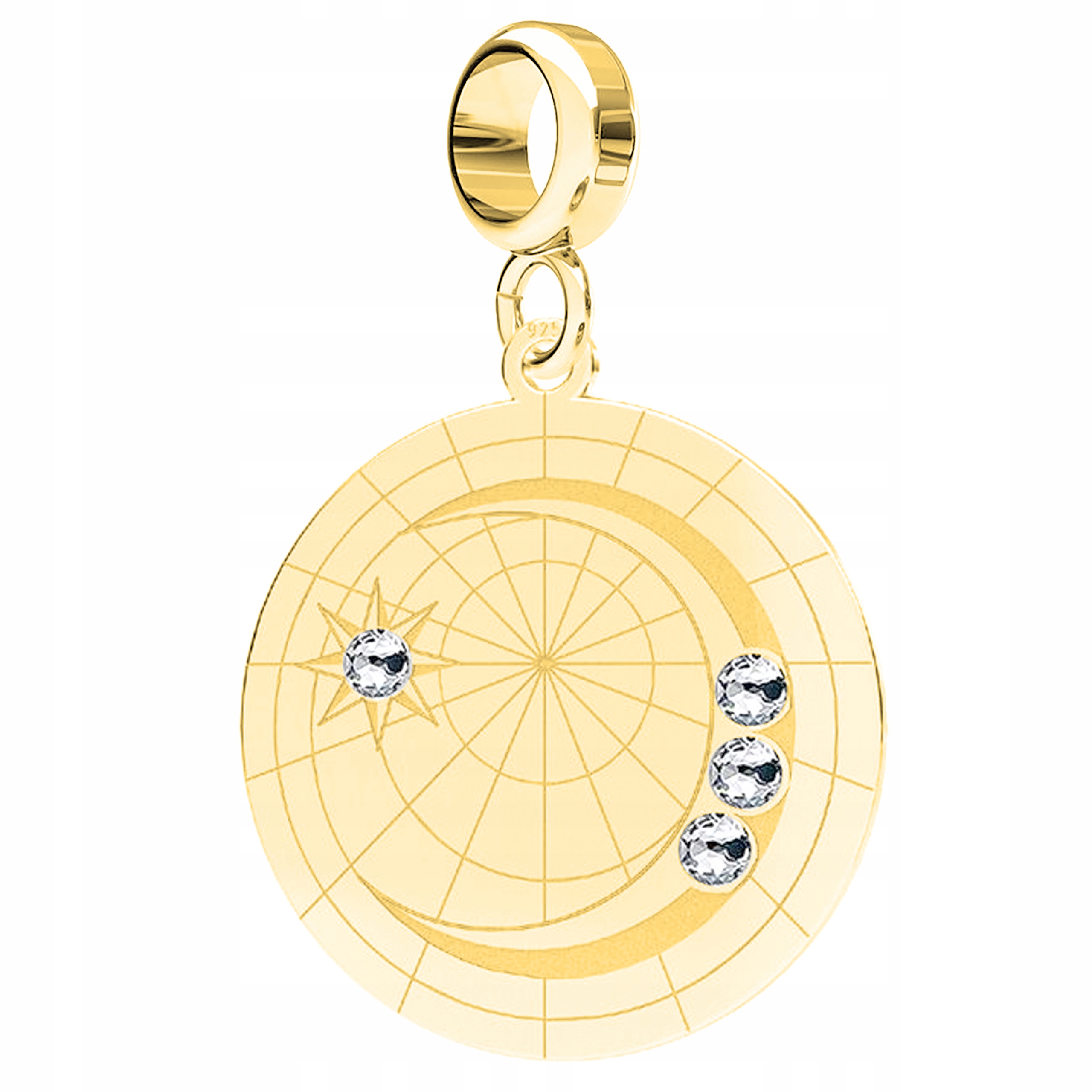Zlatý přívěsek Měsíc s Zirkony stříbro 925
