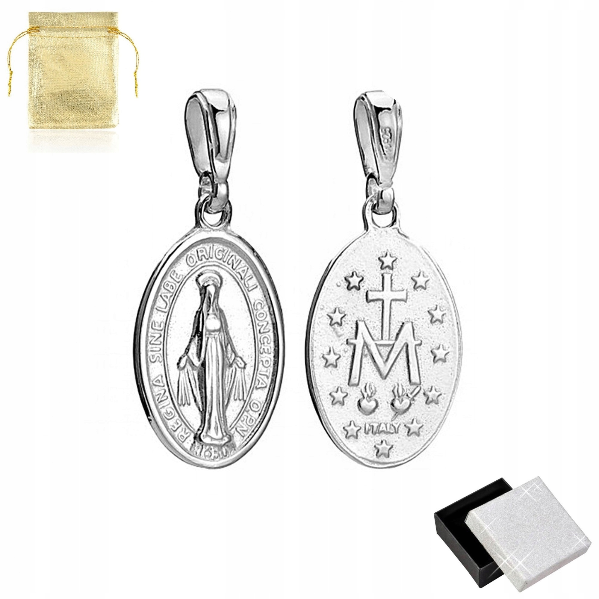 SREBRNY MEDALIK MATKA BOSKA CUDOWNA PRÓBA 925 PREZENT NA KOMUNIĘ CHRZEST